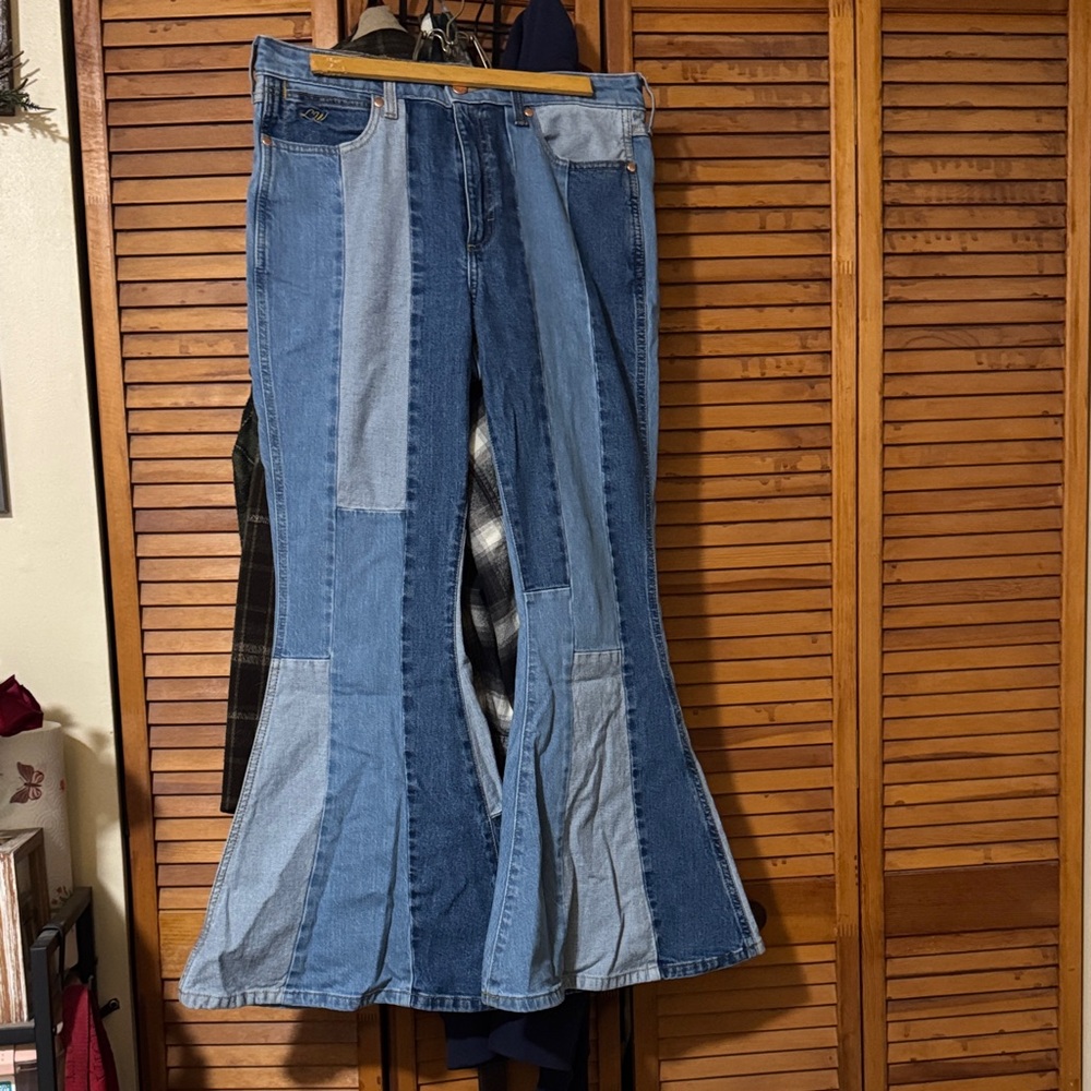 Wrangler Women's Flare Jeans - Blue Patchwork